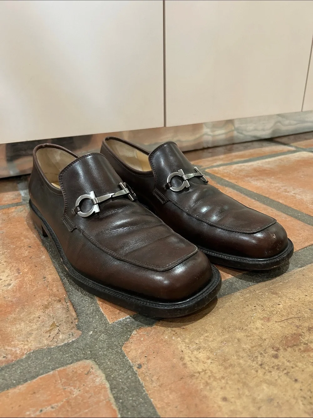 Salvatore Ferragamo Men's Brown Leather Bit Loafers